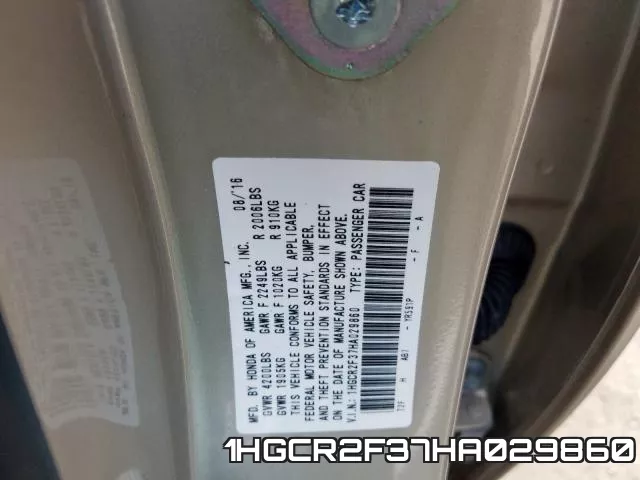 1HGCR2F37HA029860 фото 2
