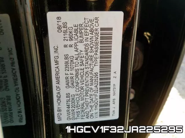 1HGCV1F32JA225295 фото 2