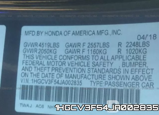 1HGCV3F54JA002835 фото 10