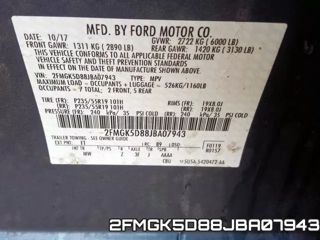 2FMGK5D88JBA07943 фото 2