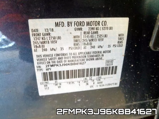 2FMPK3J96KBB41627 фото 2