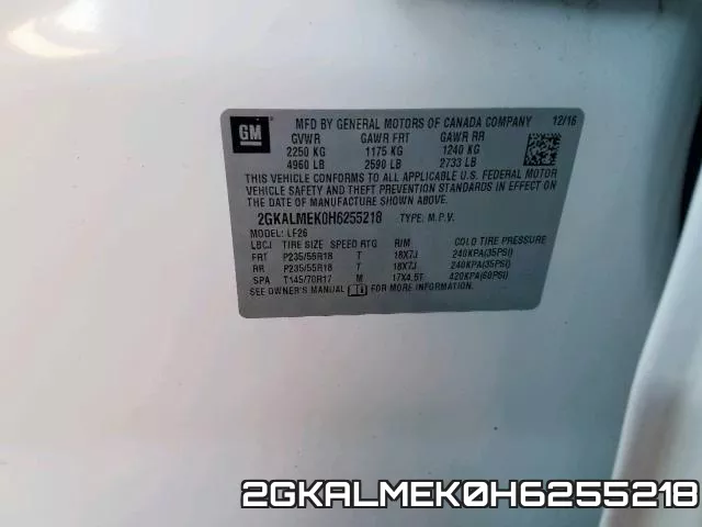 2GKALMEK0H6255218 фото 2