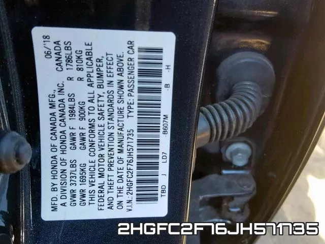 2HGFC2F76JH571735 фото 2