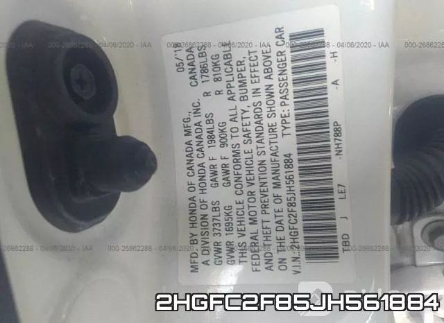 2HGFC2F85JH561884 фото 10