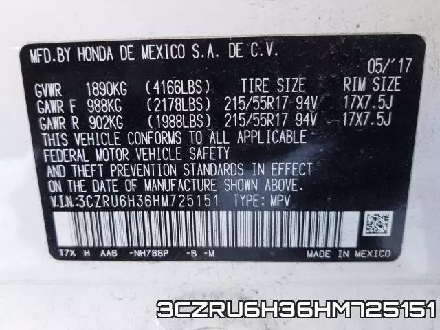 3CZRU6H36HM725151 фото 2