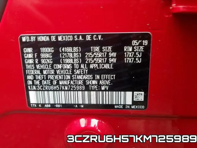 3CZRU6H57KM725989 фото 2