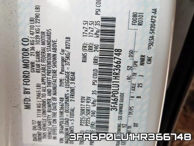 3FA6P0LU1HR366748 фото 2