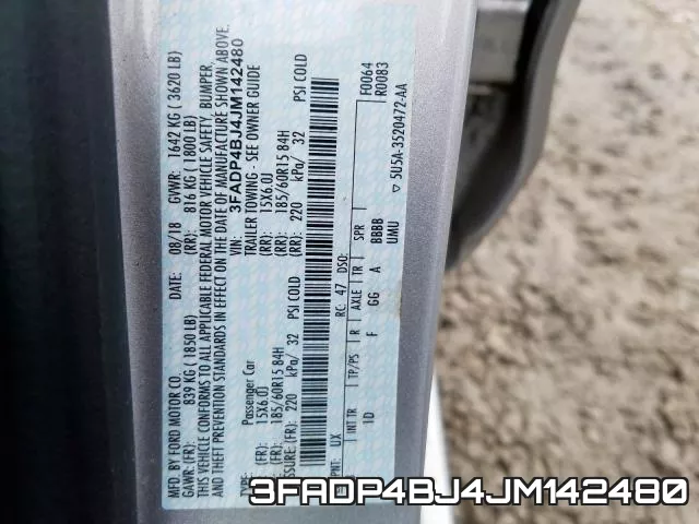 3FADP4BJ4JM142480 фото 2