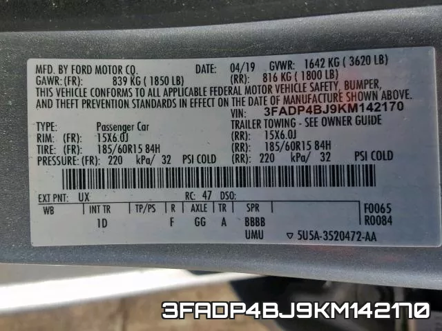 3FADP4BJ9KM142170 фото 2