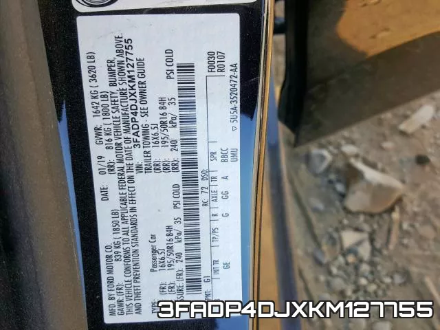 3FADP4DJXKM127755 фото 2