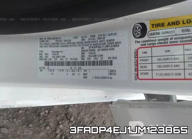 3FADP4EJ1JM123865 фото 10