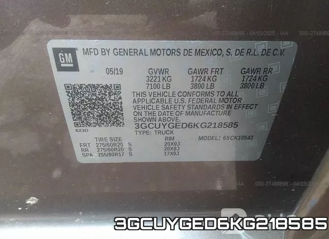 3GCUYGED6KG218585 фото 10