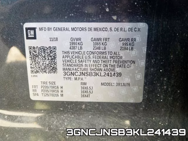 3GNCJNSB3KL241439 фото 2