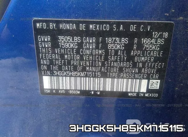 3HGGK5H85KM715115 фото 10