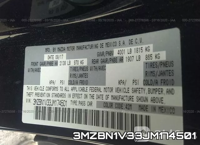 3MZBN1V33JM174501 фото 10