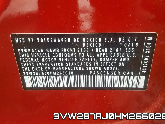 3VW2B7AJ0HM266028 фото 2
