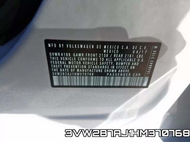 3VW2B7AJ1HM370768 фото 2