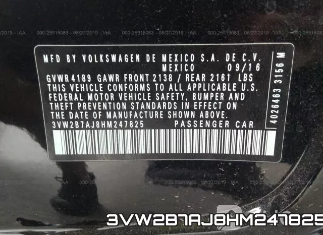3VW2B7AJ8HM247825 фото 10