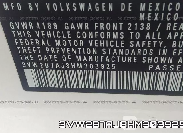 3VW2B7AJ8HM303925 фото 10