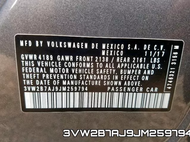 3VW2B7AJ9JM259794 фото 2