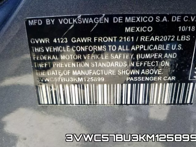3VWC57BU3KM125899 фото 2