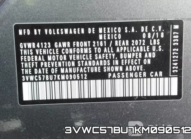 3VWC57BU7KM090512 фото 10