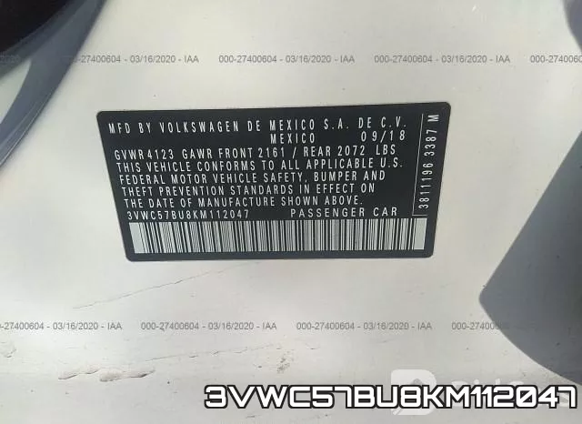 3VWC57BU8KM112047 фото 10