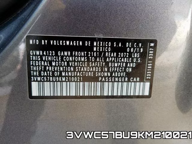 3VWC57BU9KM210021 фото 2