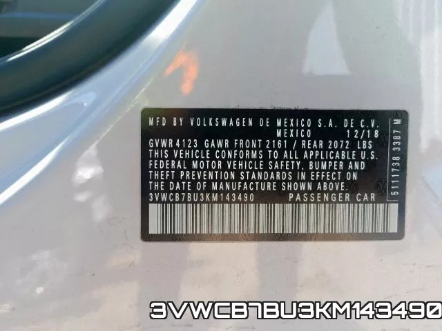3VWCB7BU3KM143490 фото 2