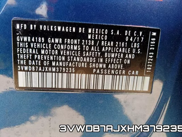 3VWDB7AJXHM379235 фото 2