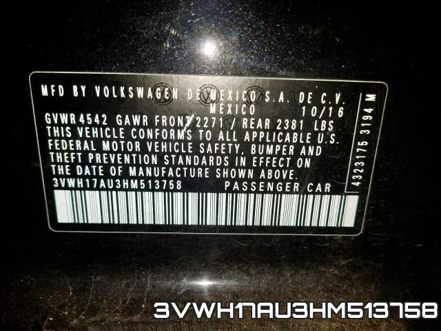 3VWH17AU3HM513758 фото 2