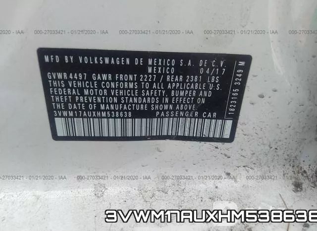 3VWM17AUXHM538638 фото 10