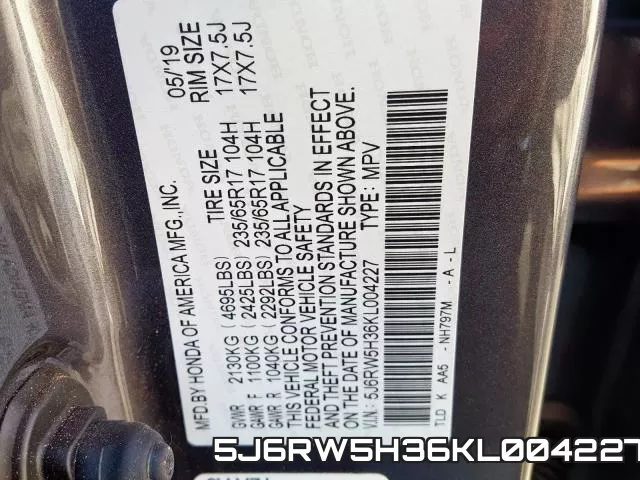 5J6RW5H36KL004227 фото 2