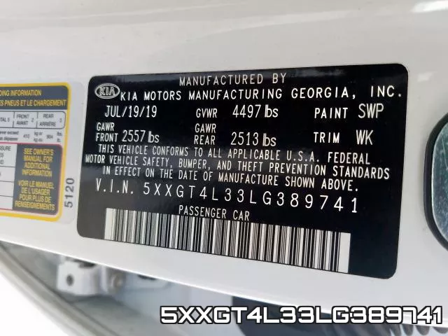 5XXGT4L33LG389741 фото 2