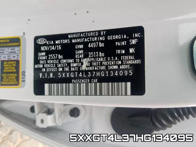 5XXGT4L37HG134095 фото 2