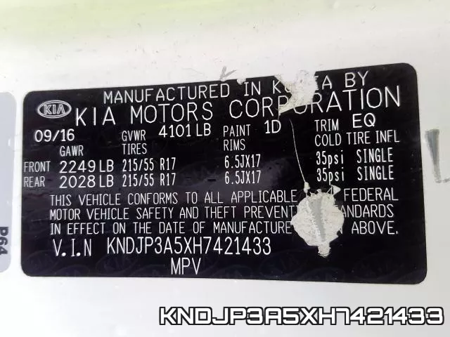 KNDJP3A5XH7421433 фото 2