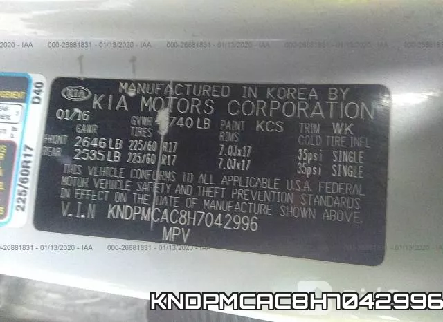 KNDPMCAC8H7042996 фото 10