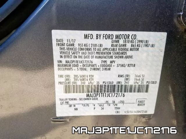 MAJ3P1TE1JC172176 фото 2