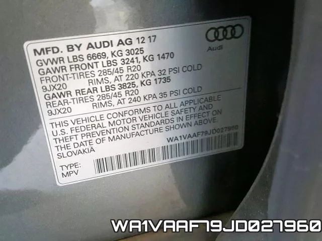 WA1VAAF79JD027960 фото 2