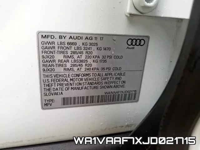 WA1VAAF7XJD021715 фото 2