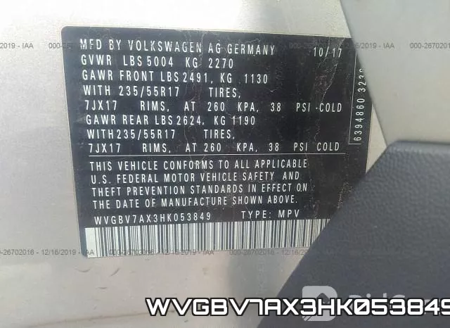 WVGBV7AX3HK053849 фото 10