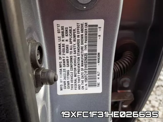 19XFC1F31HE026635 фото 2