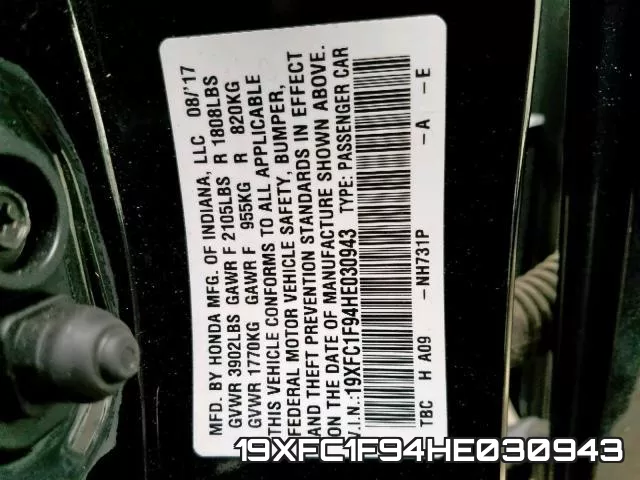 19XFC1F94HE030943 фото 2