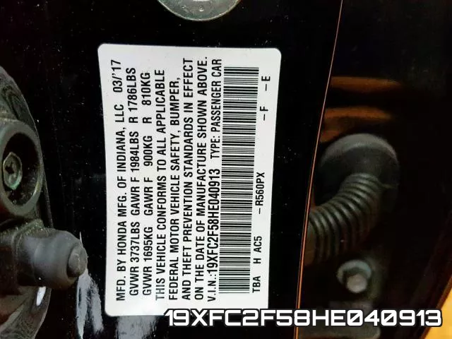 19XFC2F58HE040913 фото 2