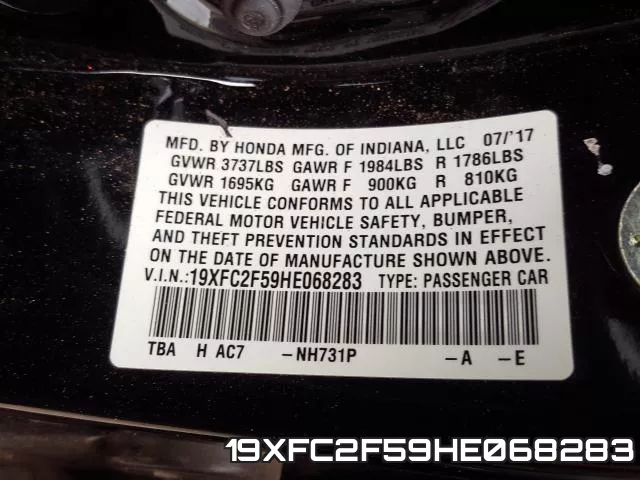 19XFC2F59HE068283 фото 2
