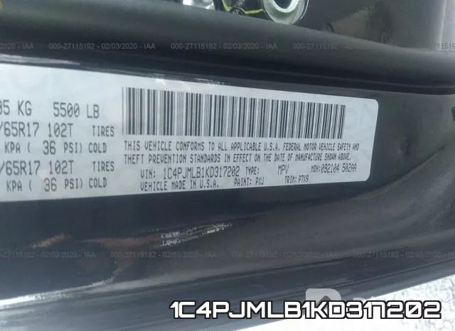 1C4PJMLB1KD317202 фото 10