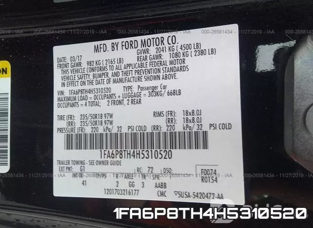 1FA6P8TH4H5310520 фото 10