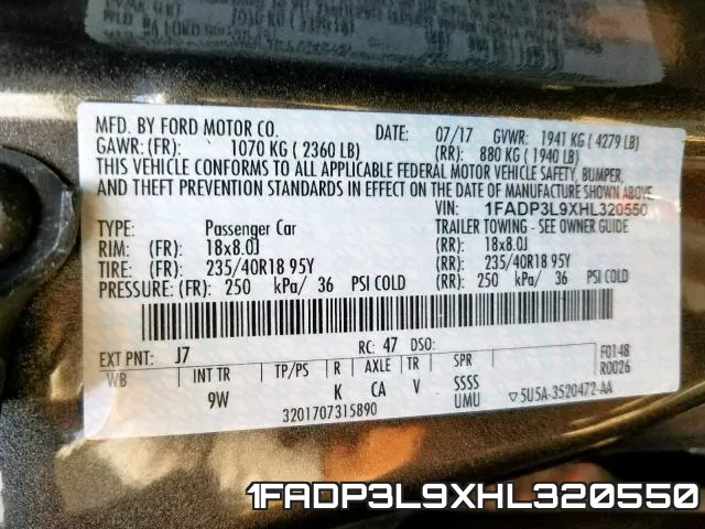 1FADP3L9XHL320550 фото 2