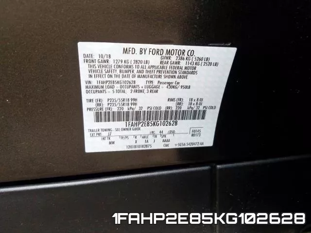 1FAHP2E85KG102628 фото 2