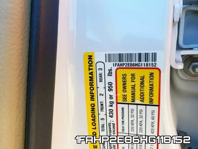 1FAHP2E86HG118152 фото 2